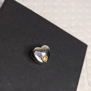 Silver Heart Charm with Gold Accent Name Clarissa